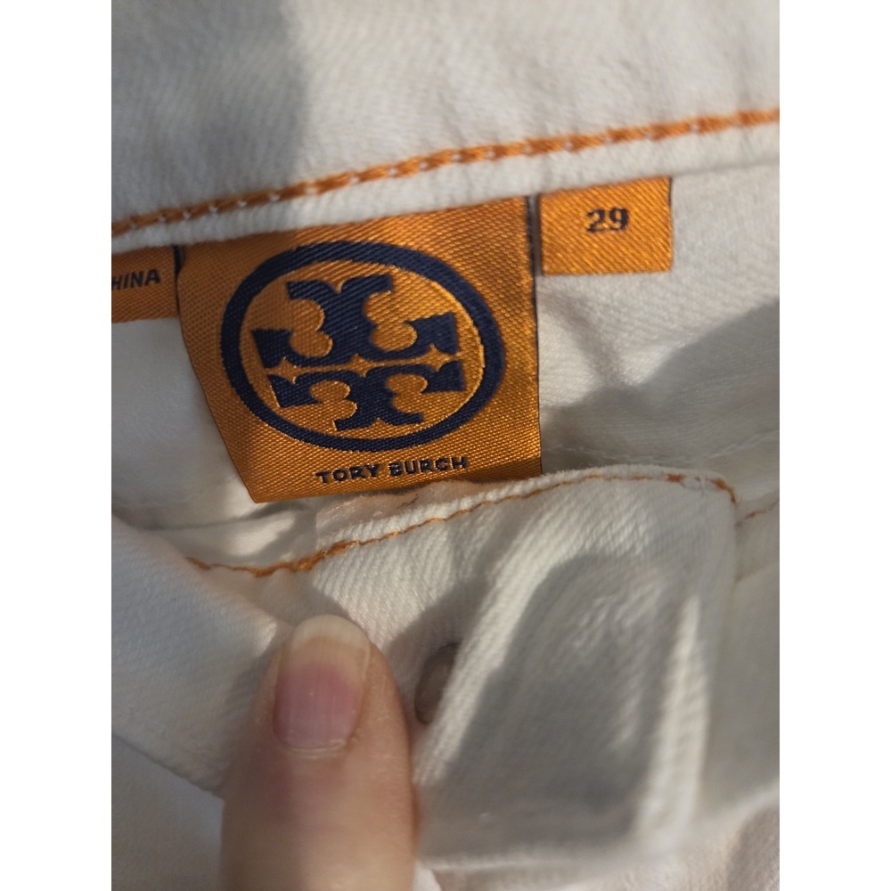 Tory Burch white Super Skinny denim embroidered pocket jeans, size 29. - Picture 4 of 6